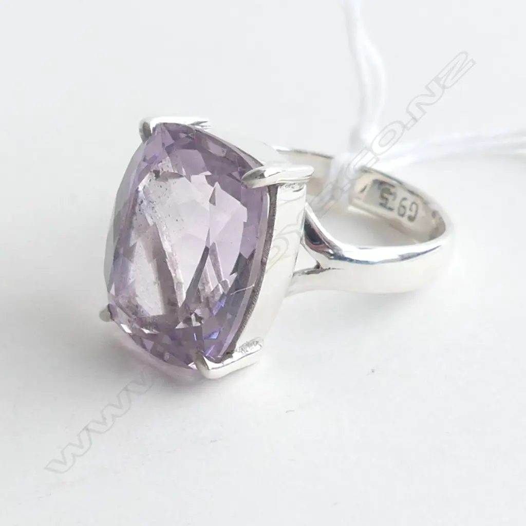 RING,  AMETHYST & .925 SILVER, SIZE P Image 1++