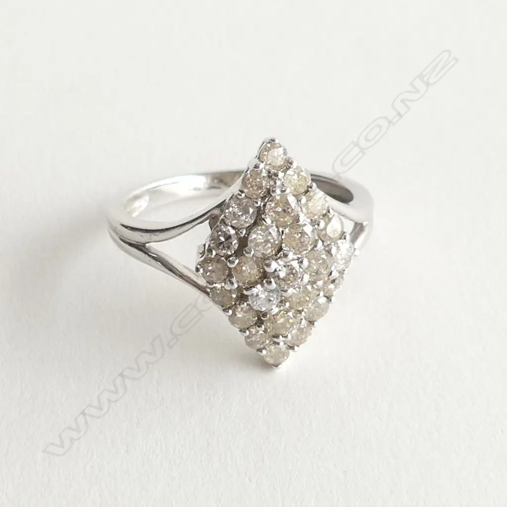 14ct. WHITE GOLD AND DIAMOND RING TDW 1.20ct Valuation $4,700, SIZE M Image 1++