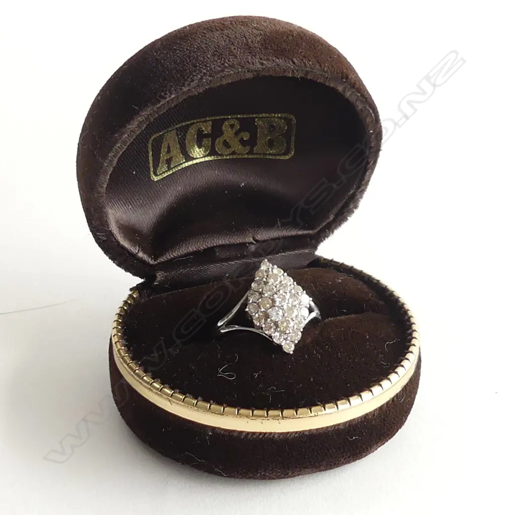 14ct. WHITE GOLD AND DIAMOND RING TDW 1.20ct Valuation $4,700, SIZE M Image 1++