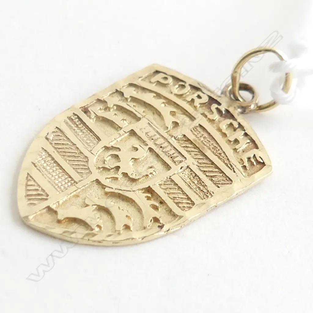 14ct. GOLD PORCHE SHIELD CHARM 1.7gm. Image 1++