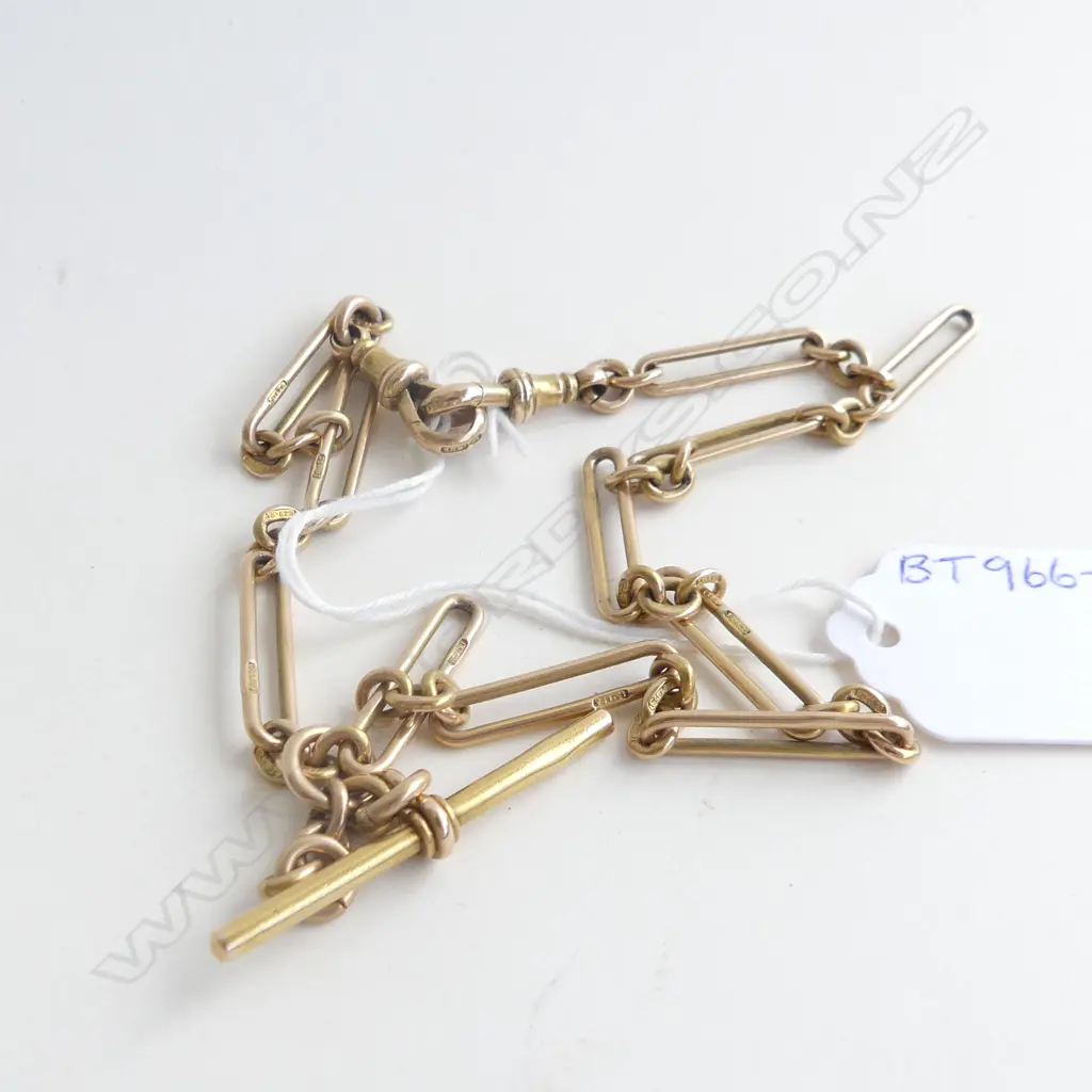 15ct GOLD PAPERCLIP LINK CHAIN WITH FOB 31.7gm. Image 1++