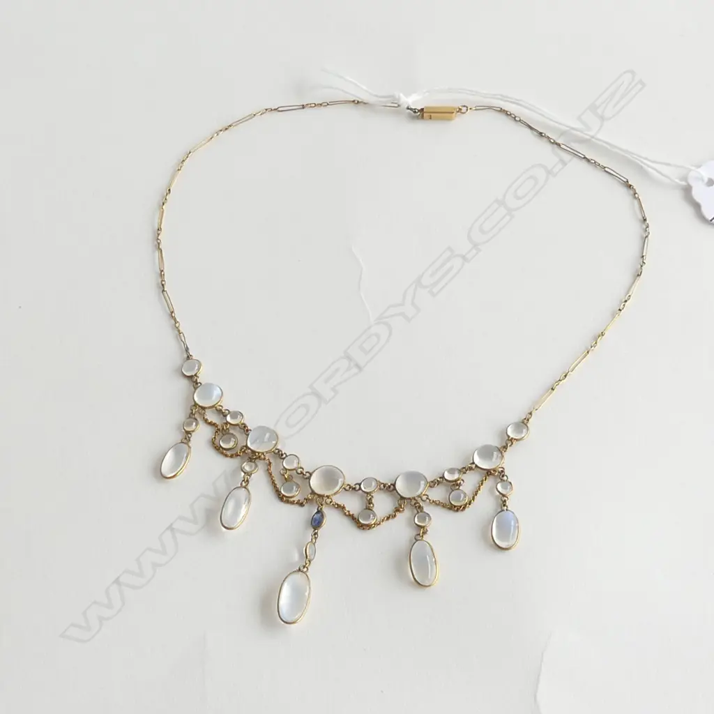 14ct. GOLD EDWARDIAN MOONSTONE NECKLACE 5.7gm.... Image 1++