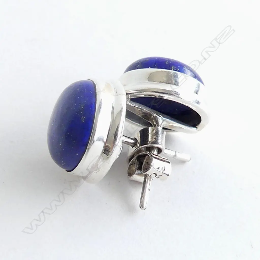 LAPIS LAZULI & .925 SILVER STUD EARRINGS Image 1++