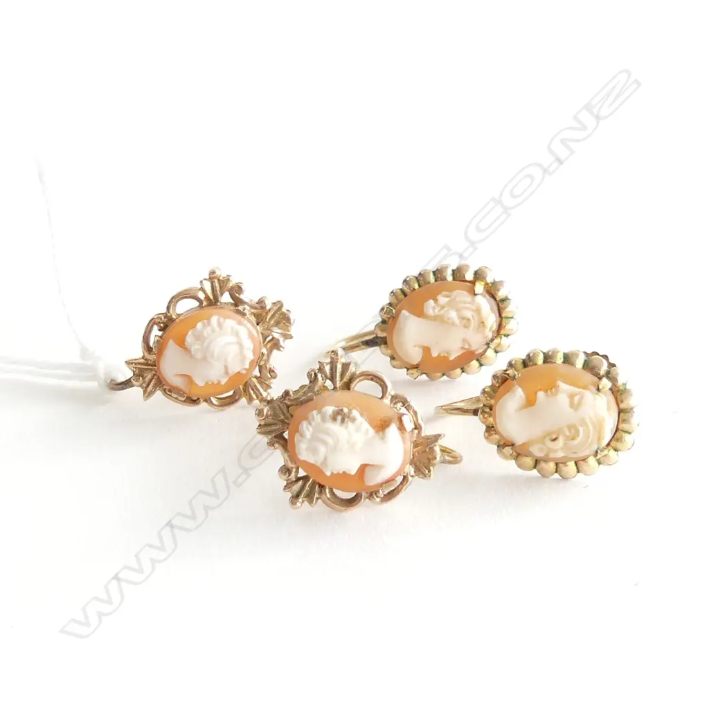TWO PAIRS VINTAGE CAMEO EARRINGS (ONE PAIR GOLD FILLED) Image 1++