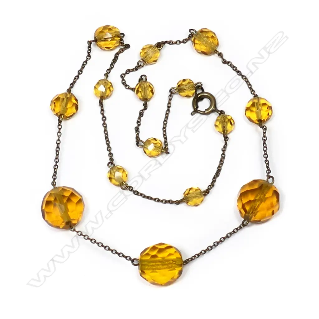 A vintage gold-plated glass bead necklace, Image 1++