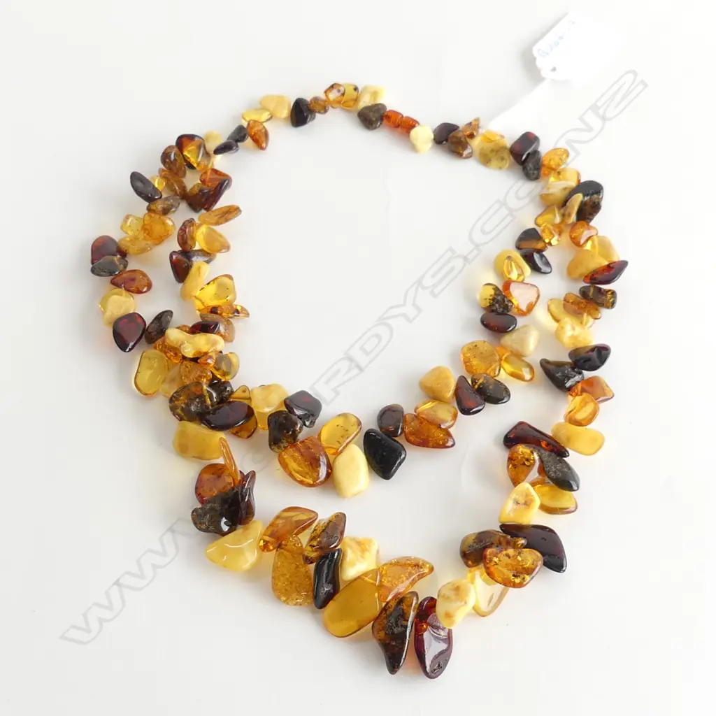 VINTAGE DOUBLE STRAND AMBER NECKLACE **RTV** Image 1++
