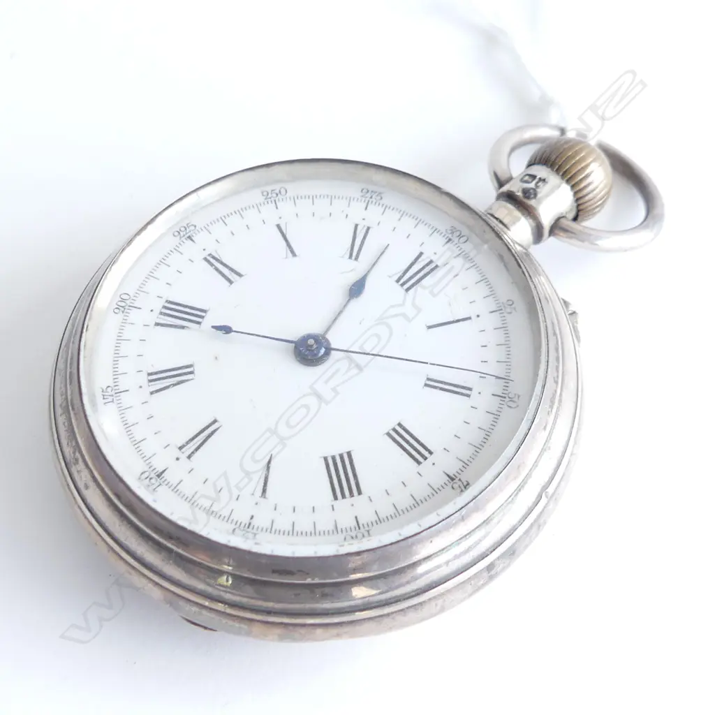 EARLY 20thC SILVER CHRONOGRAPH POCKET WATCH stop watch open face Image 1++