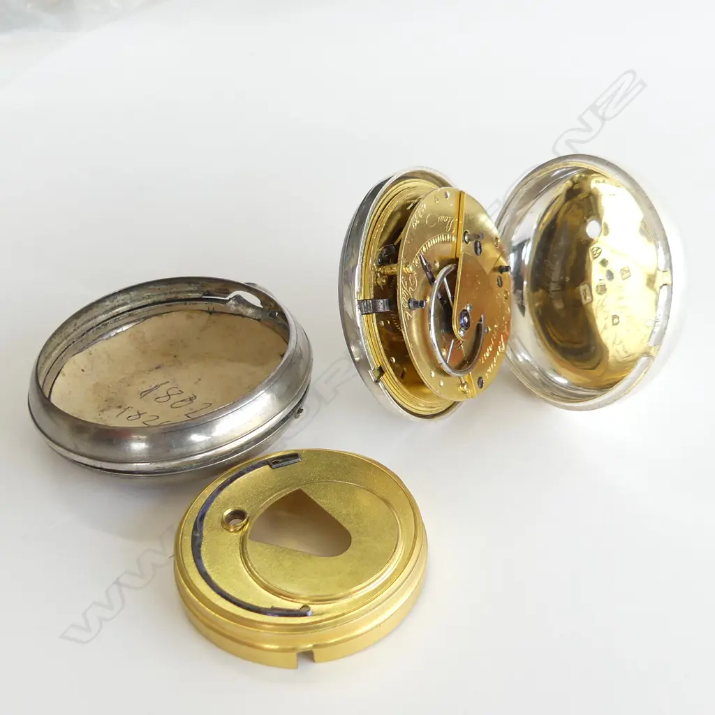 ANTIQUE SILVER PAIR CASE HUNTER POCKET WATCH, 1802 JOSIAH BURNS LIVERPOOL, fusee movement, running Image 1++