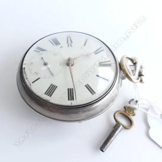 ANTIQUE SILVER PAIR CASE HUNTER POCKET WATCH, 1802 JOSIAH BURNS LIVERPOOL, fusee movement, running