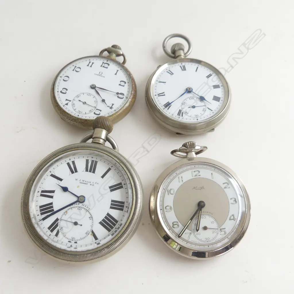 4 OLD POCKET WATCHES INCL. OMEGA Image 1++