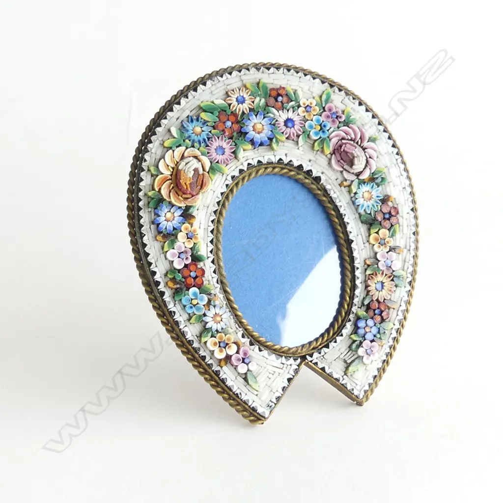 VINTAGE ITALIAN MICROMOSAIC FRAME HORSESHOE SHAPE  75Wx90H **RTV** Image 1++