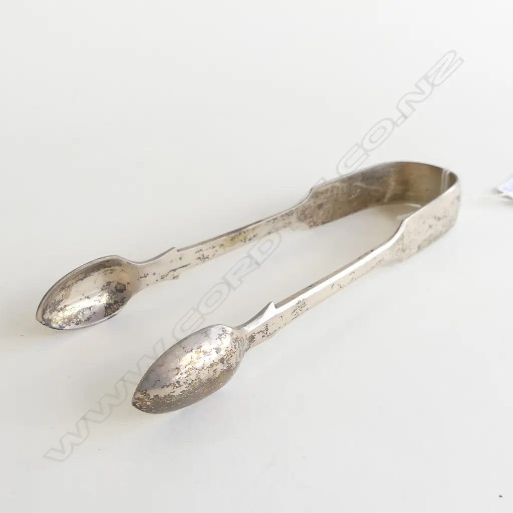 WILLIAM lV STG SILVER SUGAR TONGS, MAKER W. EATON, LONDON 1835, 62gm Image 1++