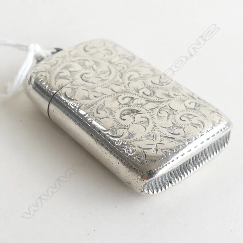 EDW. SILVER ENGRAVED VESTA BIRMINGHAM 1876 Image 1++