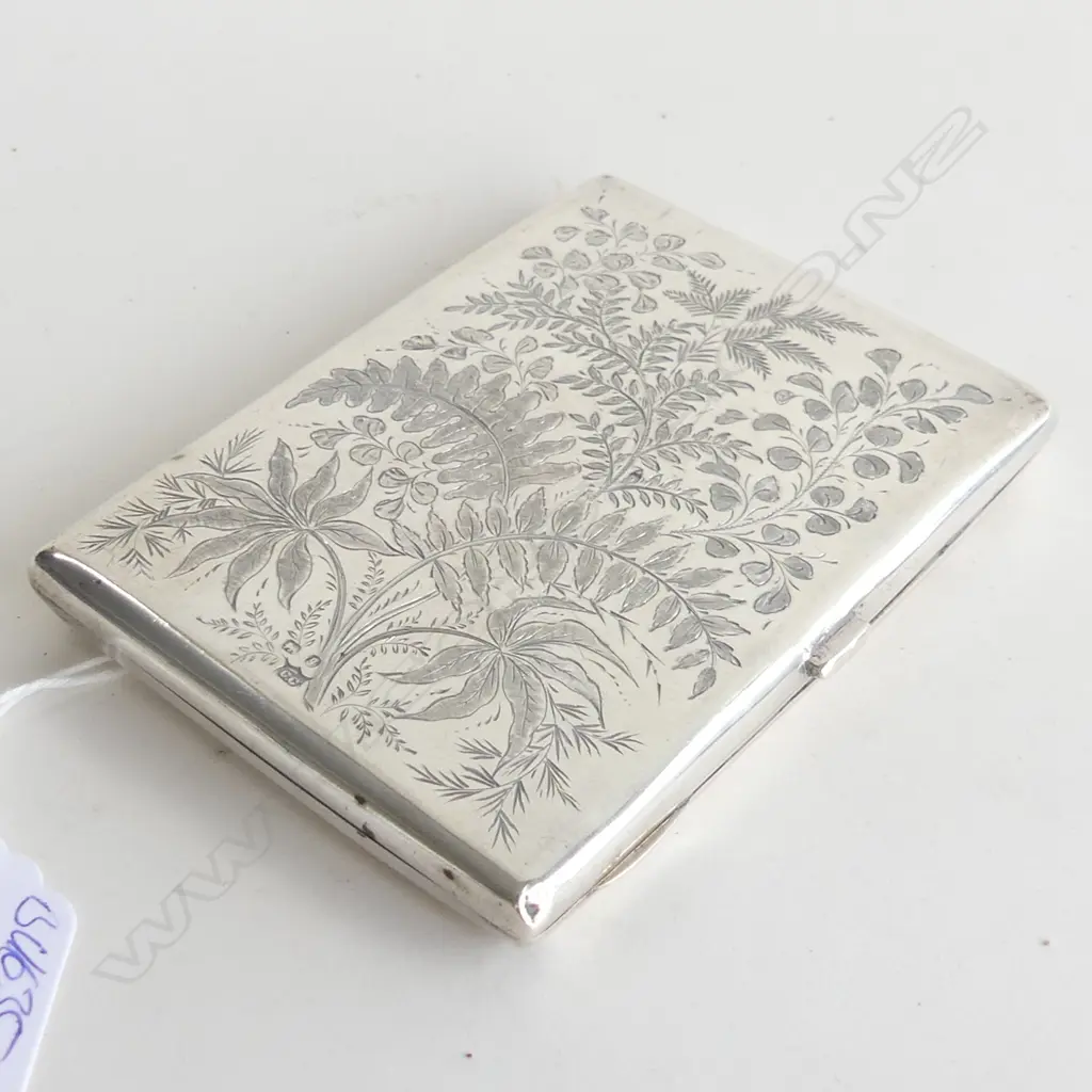 BIRMINGHAM 1890 SILVER FERN ENGRAVED CARD CASE Image 1++