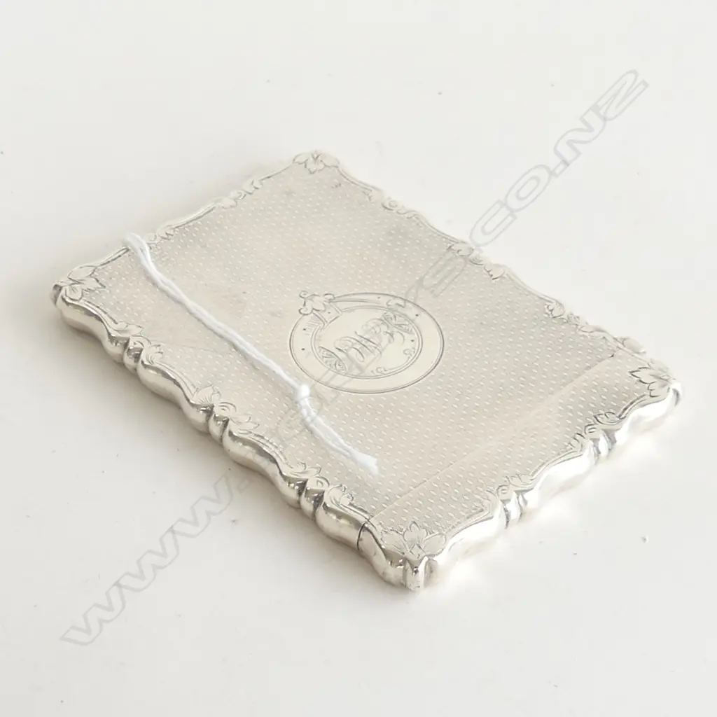 BIRMINGHAM 1884 SILVER MACHINE ENGRAVED CARD CASE Image 1++