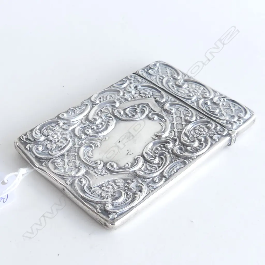 EDW SILVER SCROLL EMBOSSED CARD CASE Birm. 1902 Image 1++