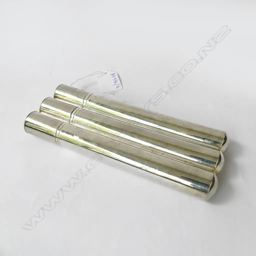 SILVER PLATE 3 CIGAR CASE L.175mm Image 1++
