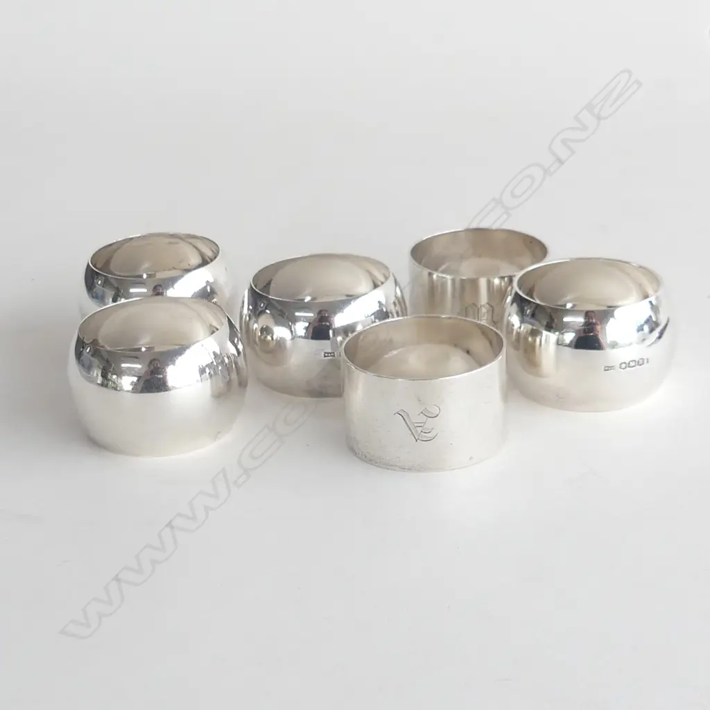 SET 4 STG SILVER NAPKIN RINGS & 2 OTHERS 161gm. Image 1++