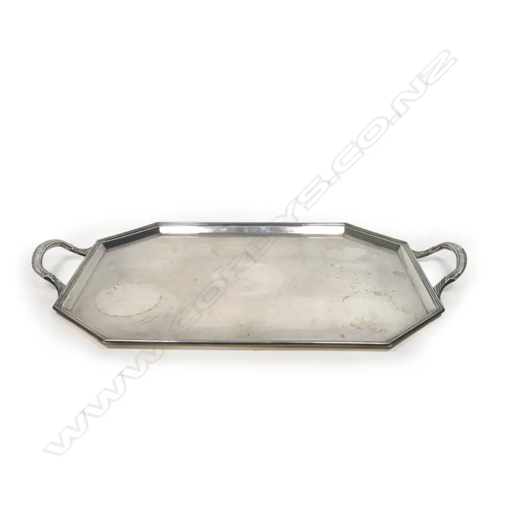 IMPRESSIVE HEAVY SILVER TRAY 3.6kgs approx. Birmingham 1947 Image 1++