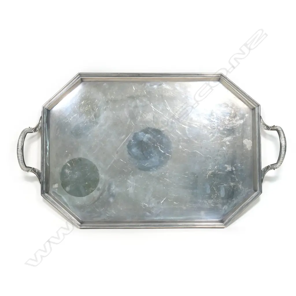 IMPRESSIVE HEAVY SILVER TRAY 3.6kgs approx. Birmingham 1947 Image 1++