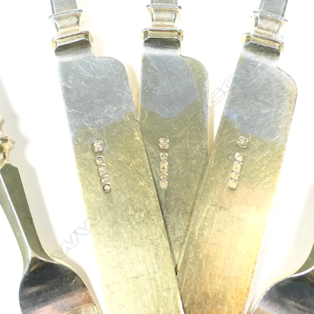 Three Victorian silver impressive & heavy Apostle knives and two matching forks Image 1++