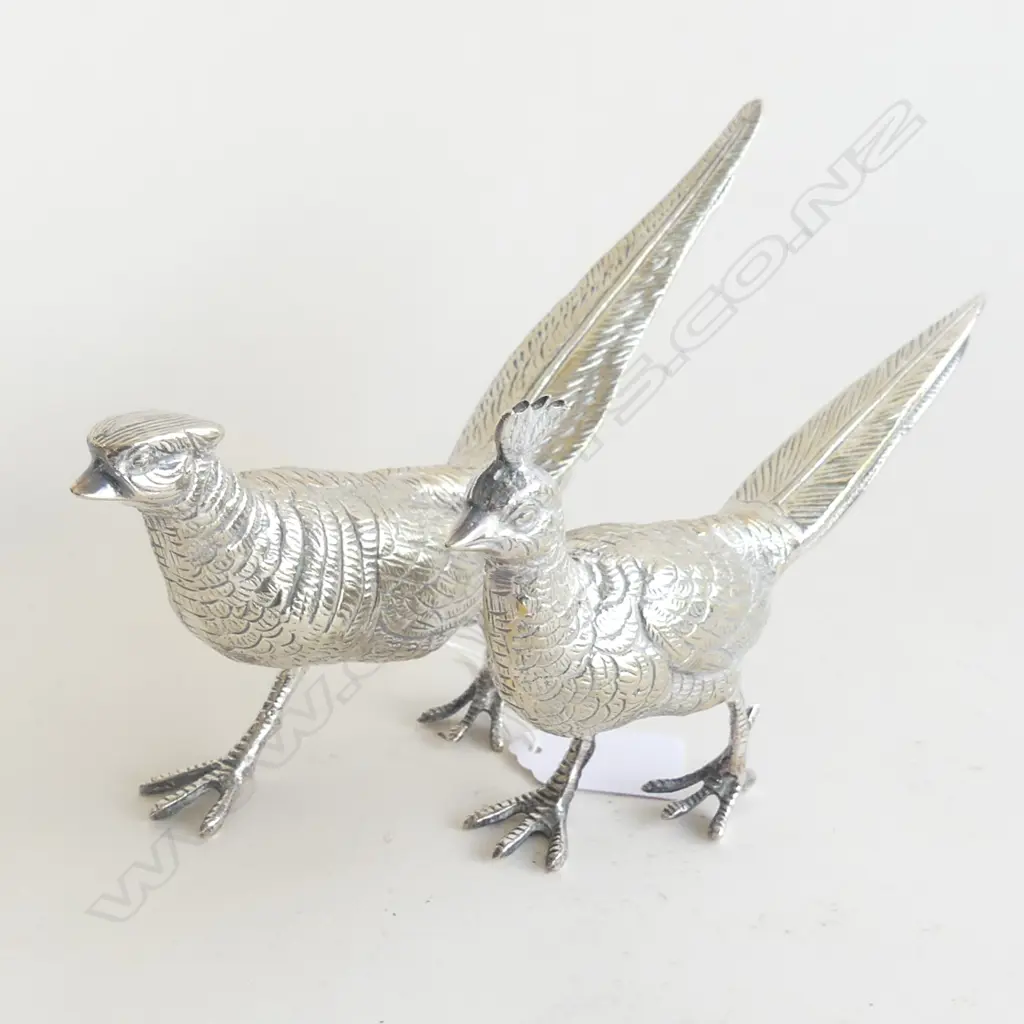 PR SILVER METAL PHEASANTS L.230mm Image 1++