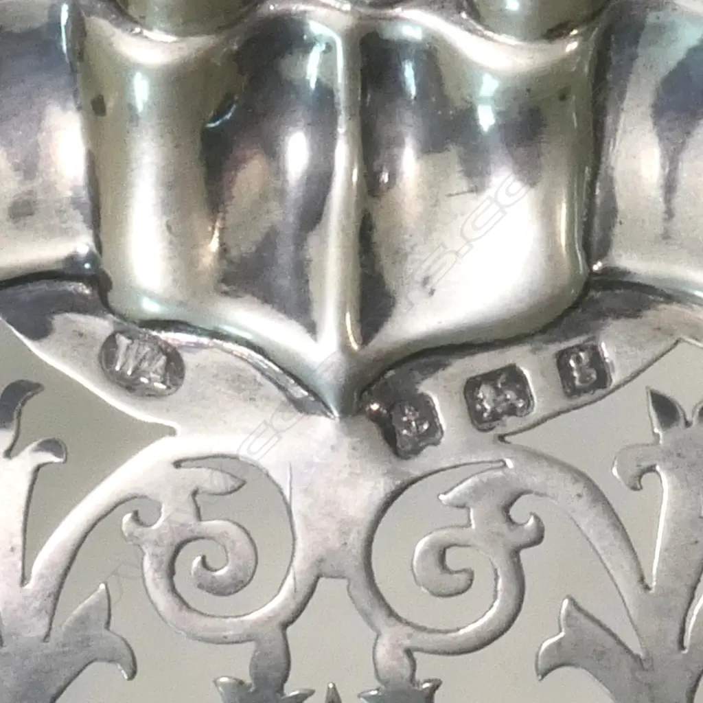 SILVER COMPOTE PIERCED TRAY pedestal base 498gms. Birmingham 1906 Image 1++
