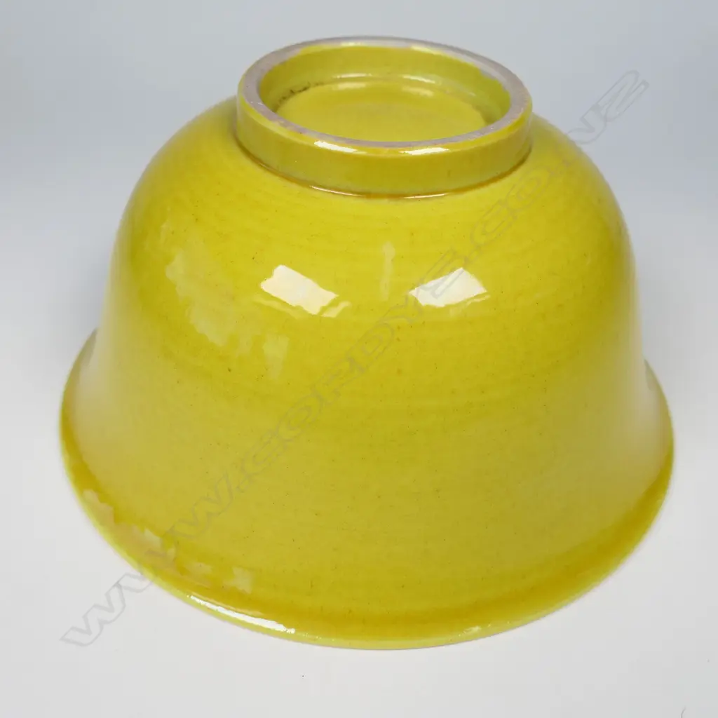 CHINESE MONOCHROME EGG YOLK YELLOW GLAZED BOWL WITH EVERTED RIM. H.76mm Dia.148mm Image 1++