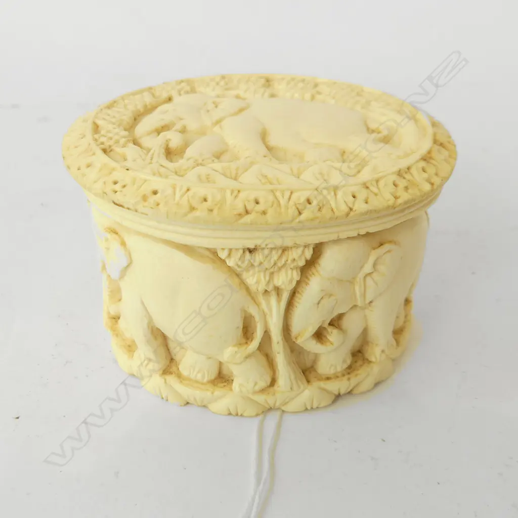AFRICAN CARVED IVORY LIDDED CONTAINER...**RTV** Image 1++