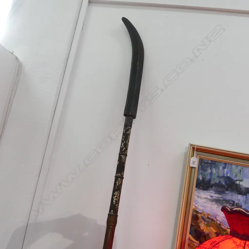 OLD JAPANESE NAGINATA ( 18/19thC ) WITH POLE AND LACQUERED COVER. Image 1++