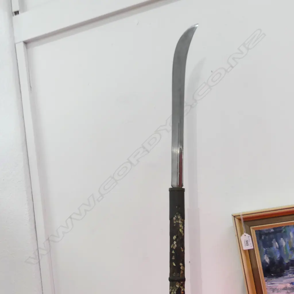 OLD JAPANESE NAGINATA ( 18/19thC ) WITH POLE AND LACQUERED COVER. Image 1++