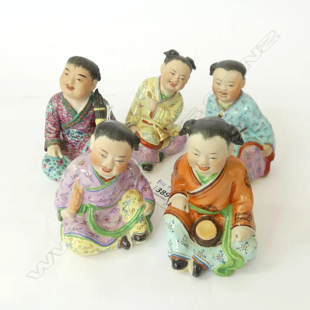 5 CHINESE CERAMIC CHILDREN H.100mm Image 1++