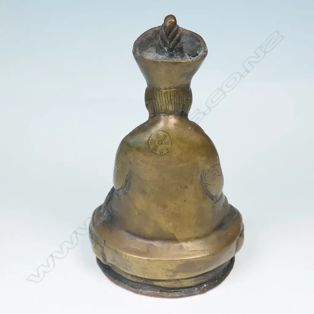 MONGOLIAN SCHOOL BRONZE STATUE OF AN UNIDENTIFIED LAMA, SEATED IN BHUMISPARSHA MUDRA... Image 1++