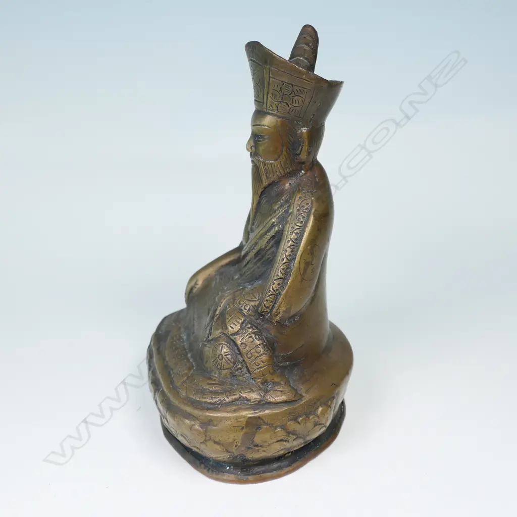 MONGOLIAN SCHOOL BRONZE STATUE OF AN UNIDENTIFIED LAMA, SEATED IN BHUMISPARSHA MUDRA... Image 1++