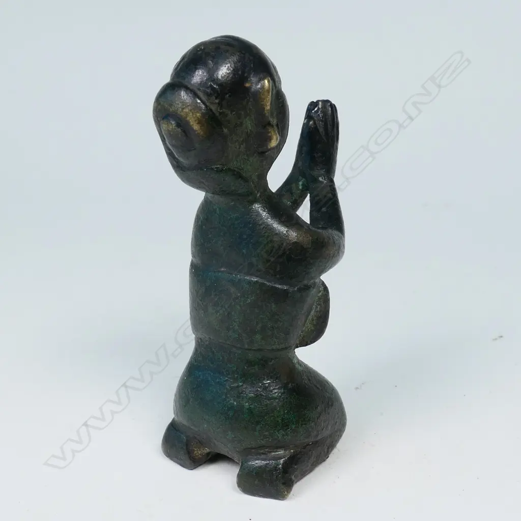 SMALL BURMESE BRONZE STATUETTE OF A KNEELING DEVOTEE... Image 1++