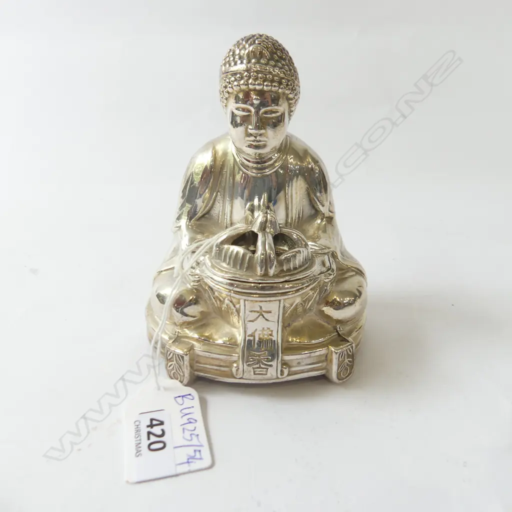JAPANESE SILVER METAL BUDDHA H.110mm Image 1++