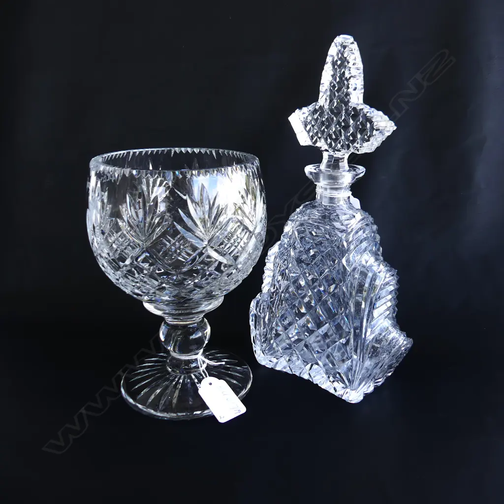 CRYSTAL FACTICE PERFUME BOTTLE / DECANTER H.300 & CRYSTAL TROPHY CUP H.210mm Image 1++