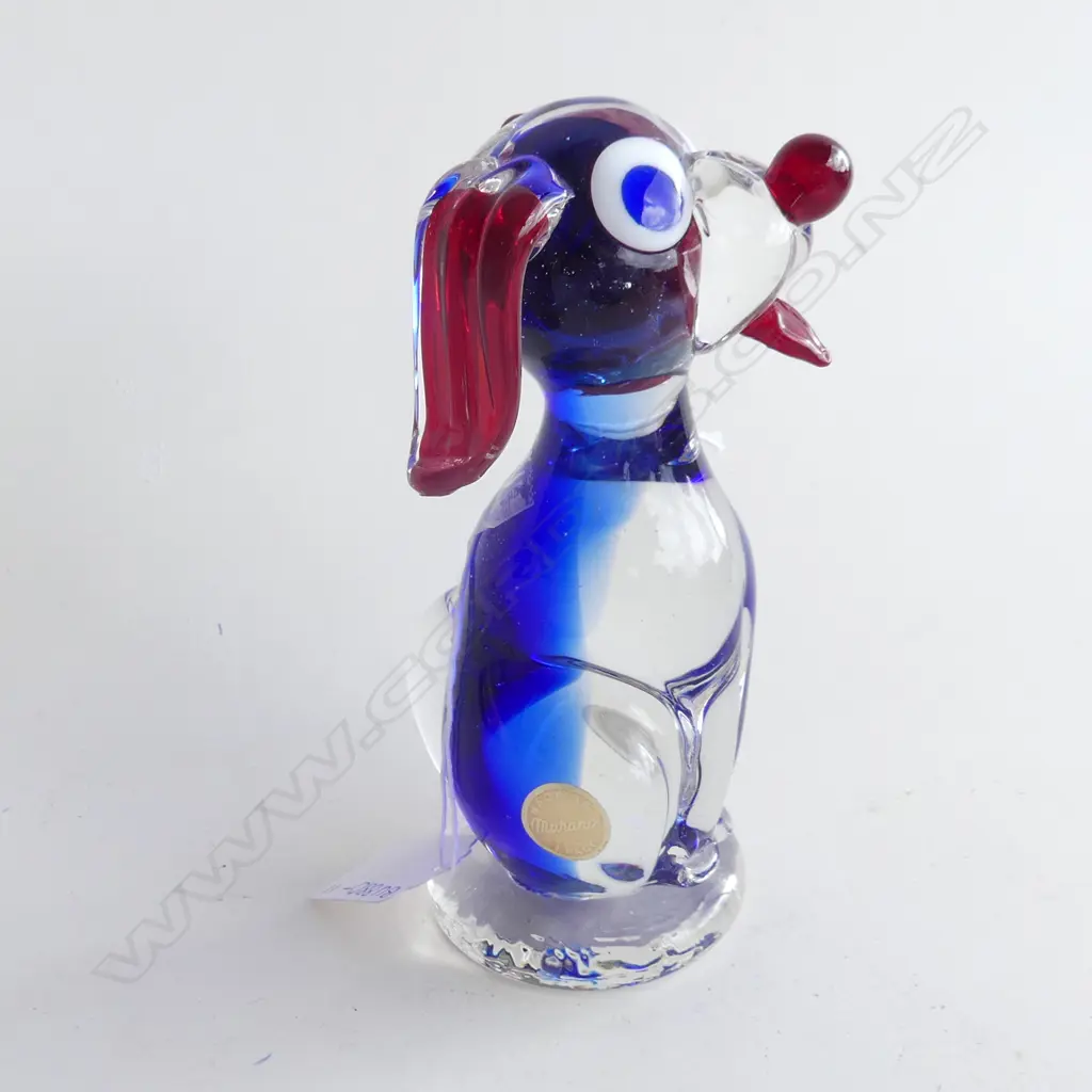 MURANO COLOURED GLASS DOG ORNAMENT - WITH ORIGINAL STICKER H.155mm Image 1++