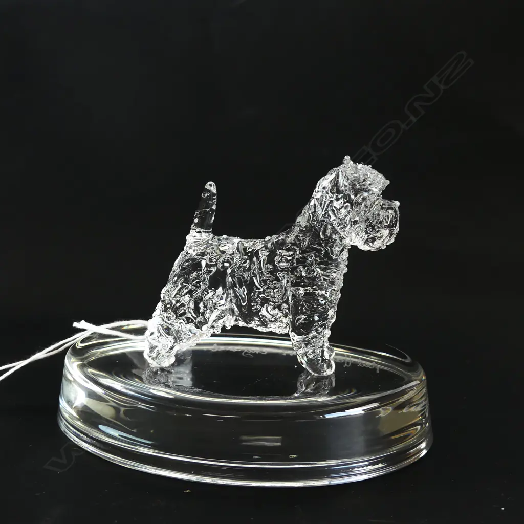 2 GLASS STATUETTES; STAFFIE & WEST HIGHLAND TERRIER (WESTIE) - SIGNED & DATED 'NEIL HARRIS 2017' Image 1++