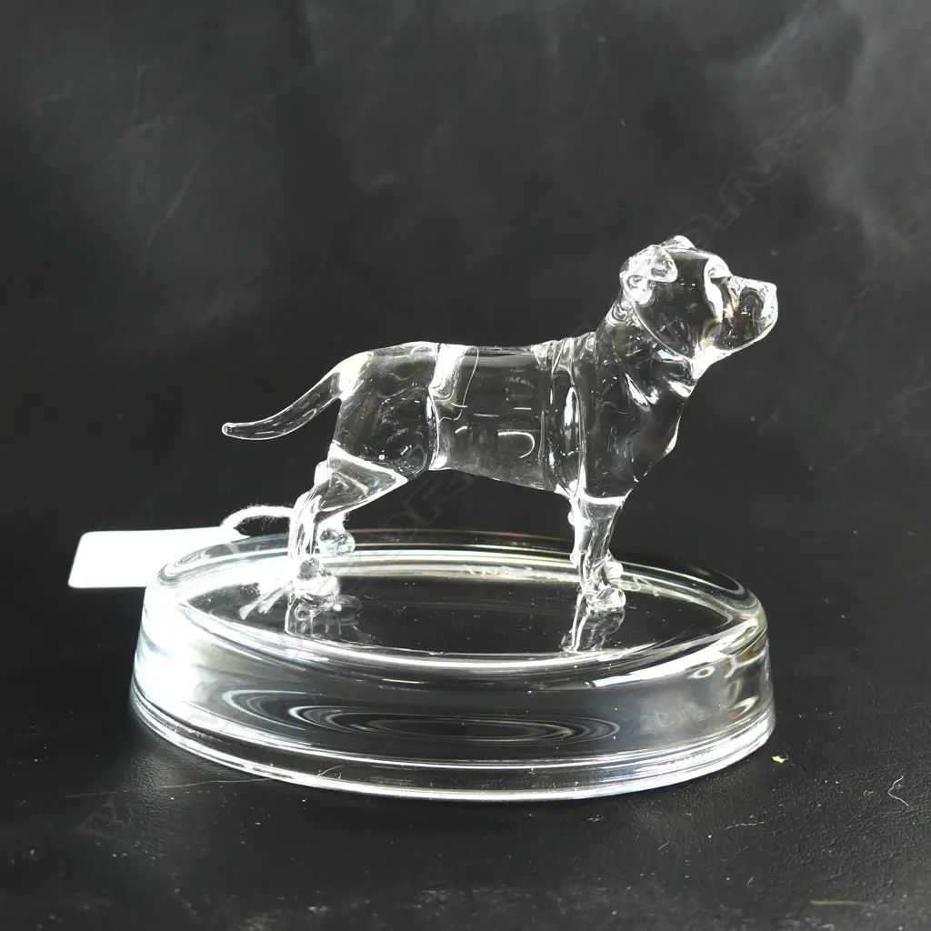 2 GLASS STATUETTES; STAFFIE & WEST HIGHLAND TERRIER (WESTIE) - SIGNED & DATED 'NEIL HARRIS 2017' Image 1++