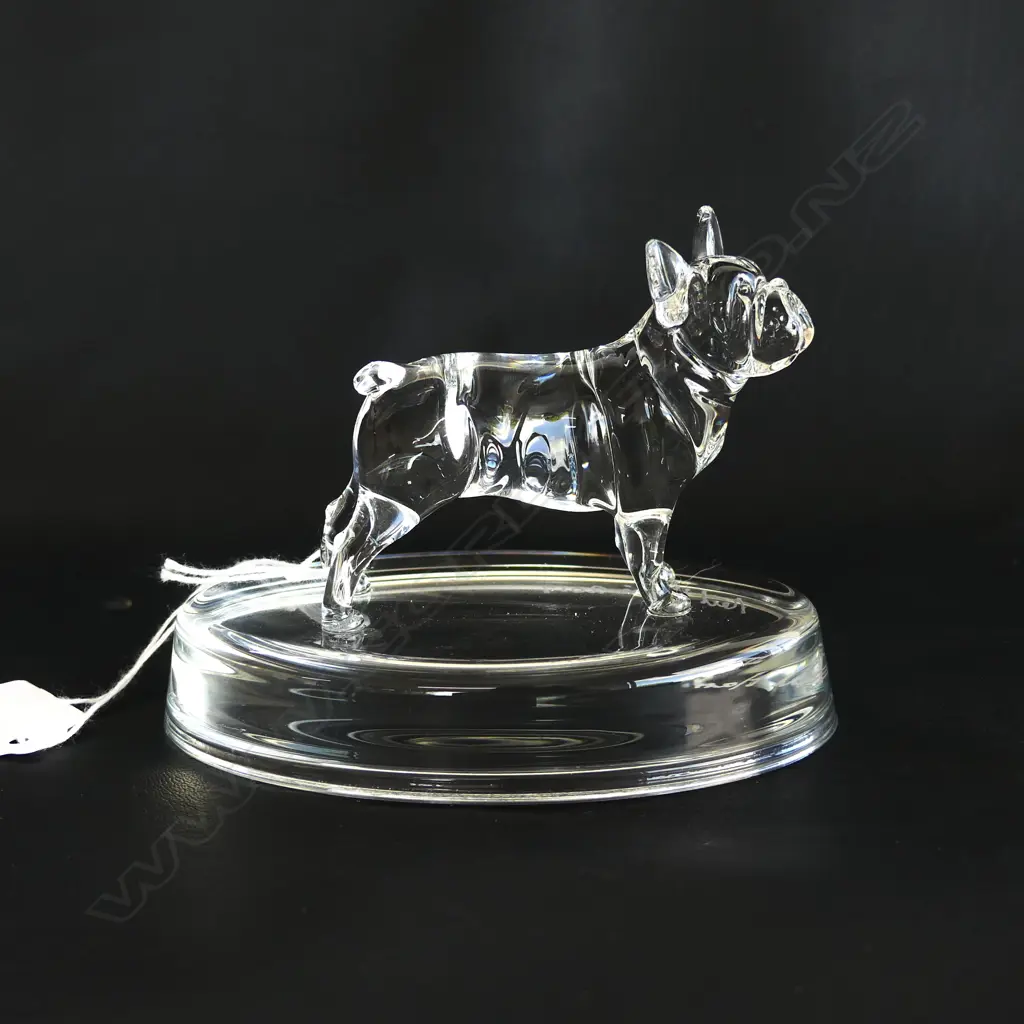 2 GLASS STATUETTES; FRENCH BULLDOG & PUG  - SIGNED & DATED 'NEIL HARRIS 2016' Image 1++
