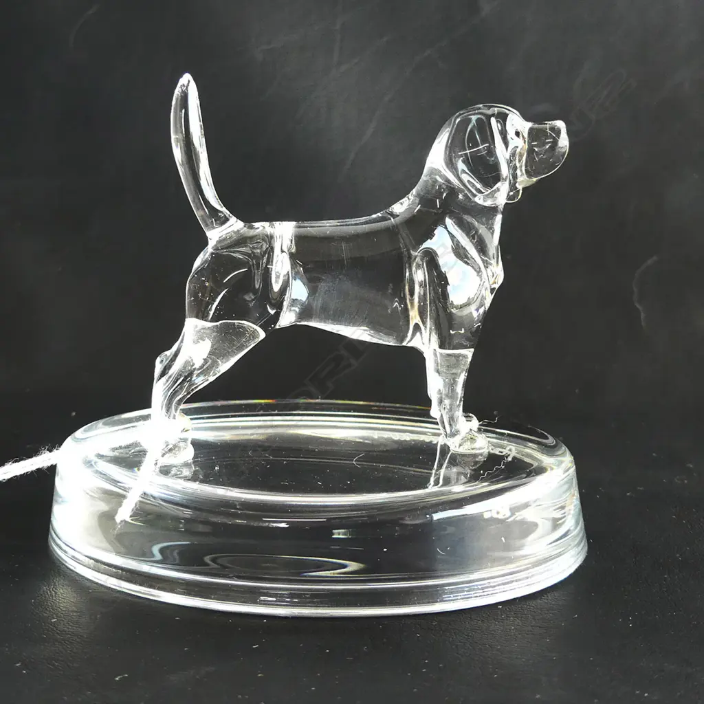 2 GLASS STATUETTES; BEAGLE & BULL TERRIER  - SIGNED & DATED 'NEIL HARRIS 2017' Image 1++