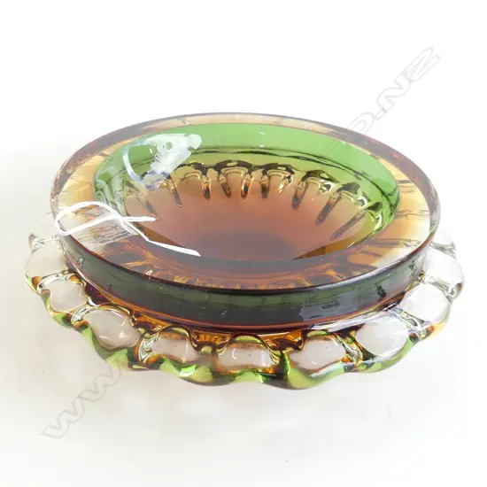 HEAVY SOMERSO MURANO GLASS DISH Dia.230mm