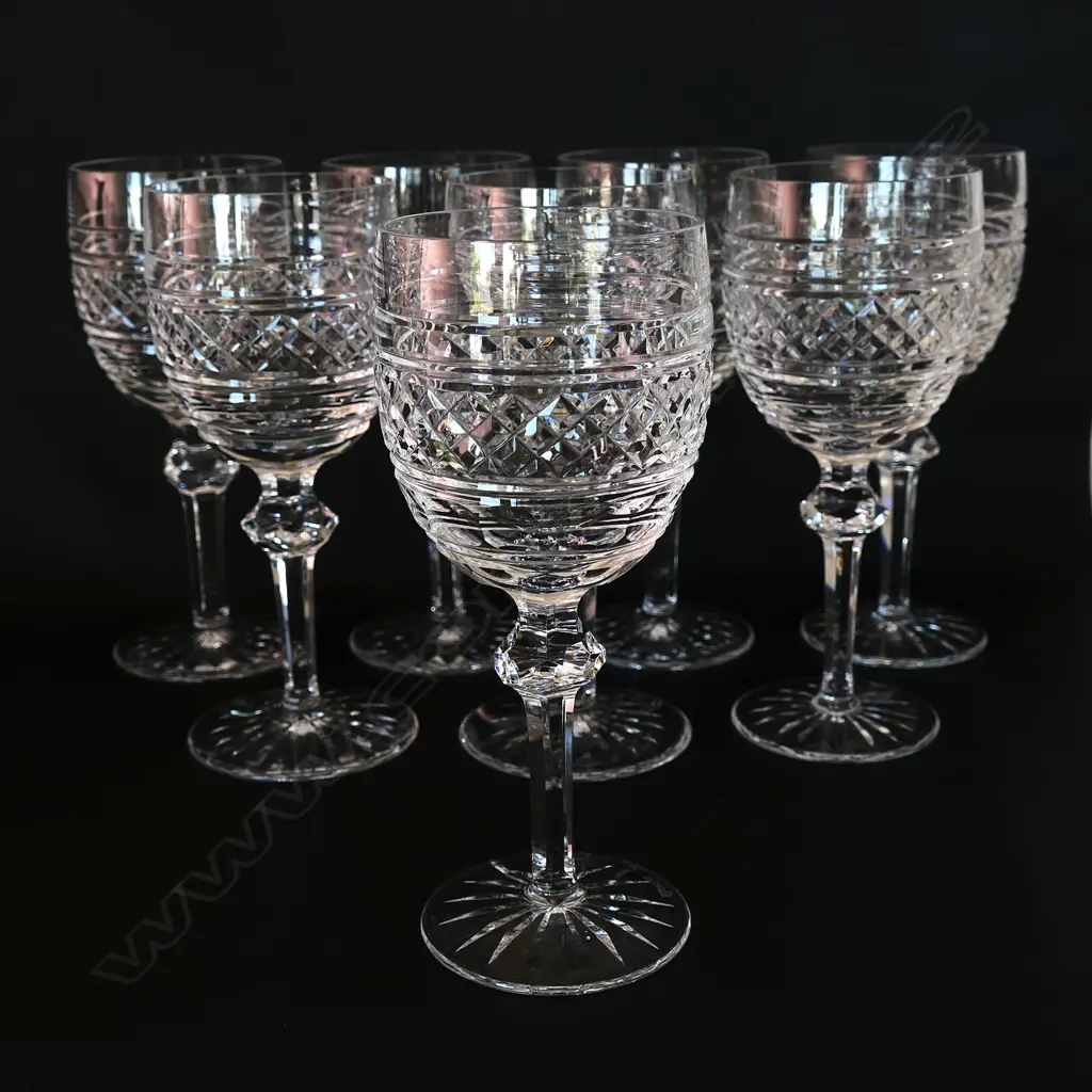 EIGHT WATERFORD CRYSTAL 'CASTLETOWN' GOBLETS, H.190mm Image 1++