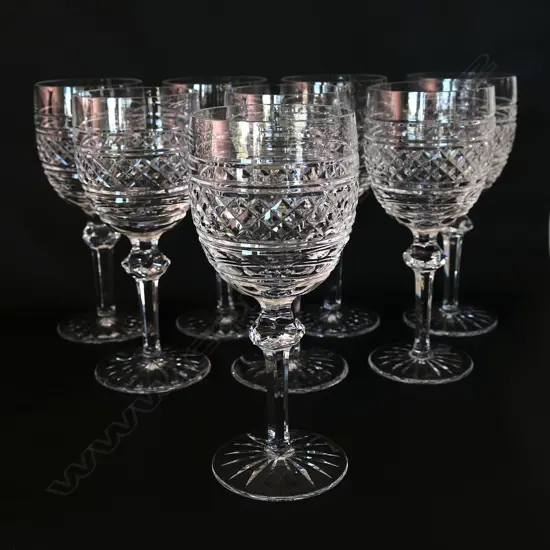 EIGHT WATERFORD CRYSTAL 'CASTLETOWN' GOBLETS, H.190mm