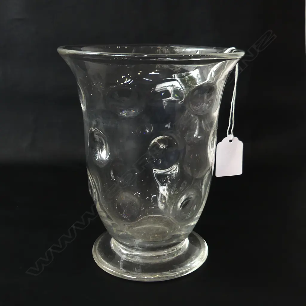 WHITEFRIARS CLEAR GLASS DIMPLE VASE H.170 Dia. 140mm Image 1++