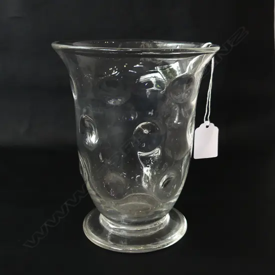 WHITEFRIARS CLEAR GLASS DIMPLE VASE H.170 Dia. 140mm