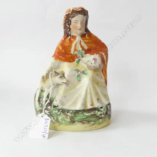 ANTIQUE STAFFORDSHIRE RED RIDING HOOD FIGURINE H.165mm
