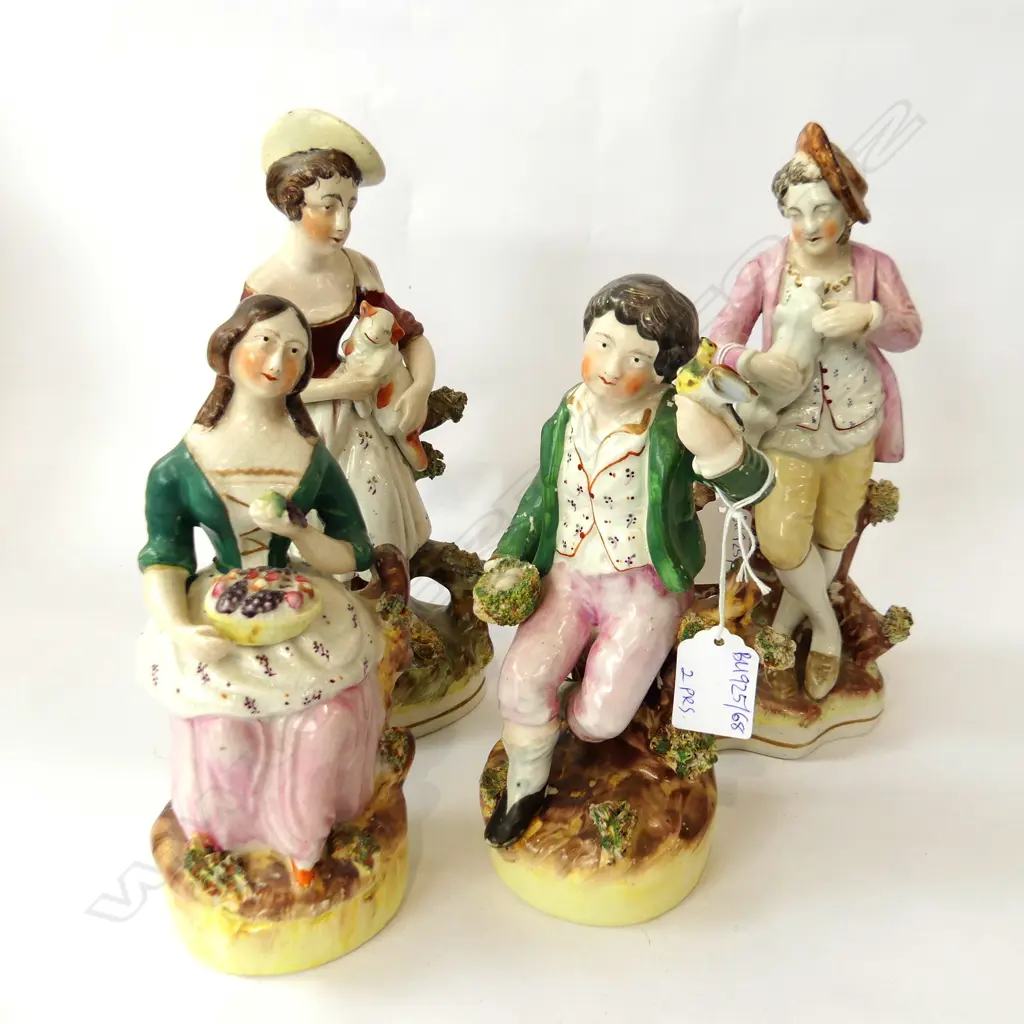 2 PRS 19thC STAFFORDSHIRE COUPLES H.230mm Image 1++