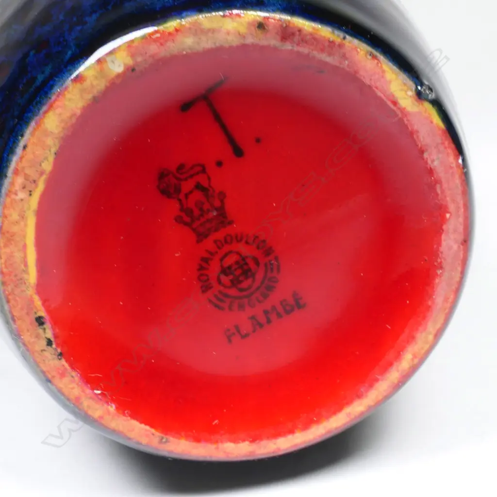ROYAL DOULTON FLAMBÉ VASE, 'FLAMBE' HANDWRITTEN TO BASE, H.125mm Image 1++